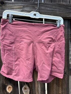 High-Waist Bike Shorts with Side Pockets - Dusty Rose icy zone - large